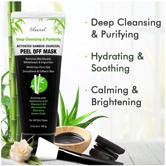 Charcoal Peel Mask w Application Brush. 3.52oz. NIP - Picture 2 of 6